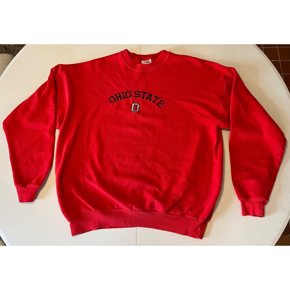 VTG Y2K Ohio State University Crewneck Sweatshirt Red‎ XL Casual Preppy